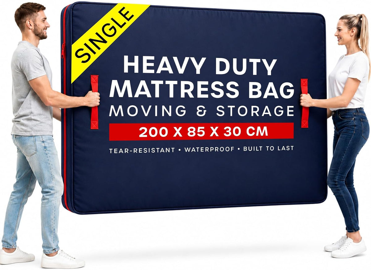 Mattress Bag for Moving with 4 Handles - Reusable Waterproof Mattress Cover in Oxford Polyester, Heavy Duty Mattress Bag for Storage and Protecting Beds