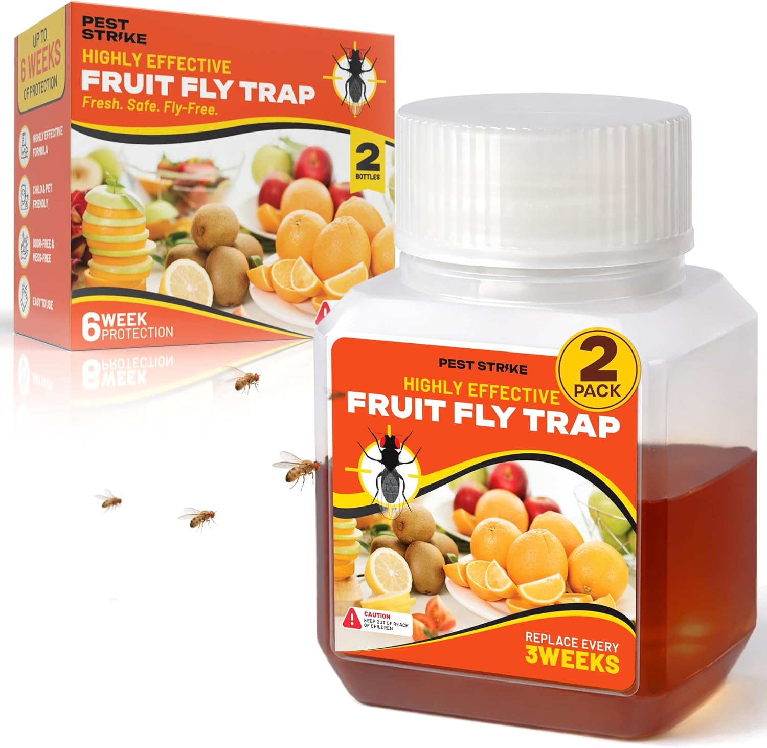 Fruit Fly Trap - Fruit Fly Traps Indoor for Home Use with Powerful Attractant - Odor Free, Long Lasting Fly Catcher Safe for Kids and Pets - Easy to Use, Up to 3 Weeks