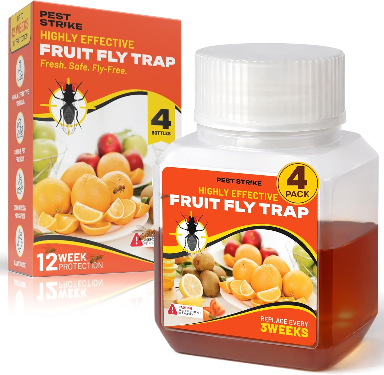 Fruit Fly Trap - Fruit Fly Traps Indoor for Home Use with Powerful Attractant - Odor Free, Long Lasting Fly Catcher Safe for Kids and Pets - Easy to Use, Up to 3 Weeks