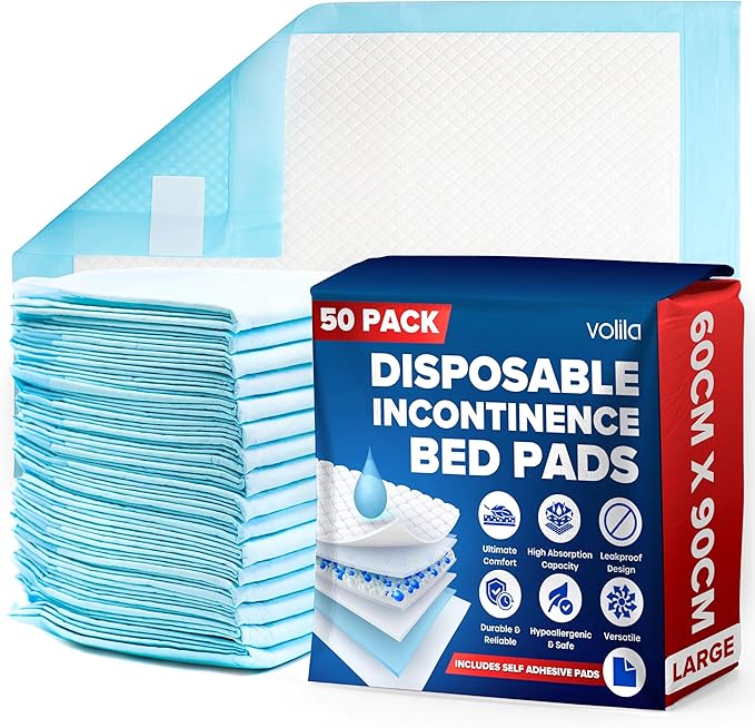 Incontinence Bed Pads - Triple Layer, Soft, Absorbent, Odor Control Incontinence Bed Sheets - Suitable for Elderly, Infants, and Post-Surgery Care