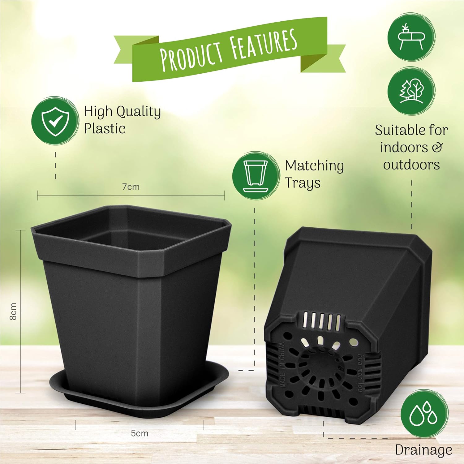 Small Decorative Square Plant Pots - 15 Pack