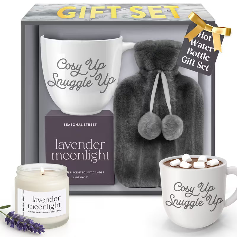 Birthday / Christmas Gift Set For Women, Mum, Her, Friend, Sister, Mothers Day Gifts, - Mug, 0.5L Hot Water Bottle, Scented Candle