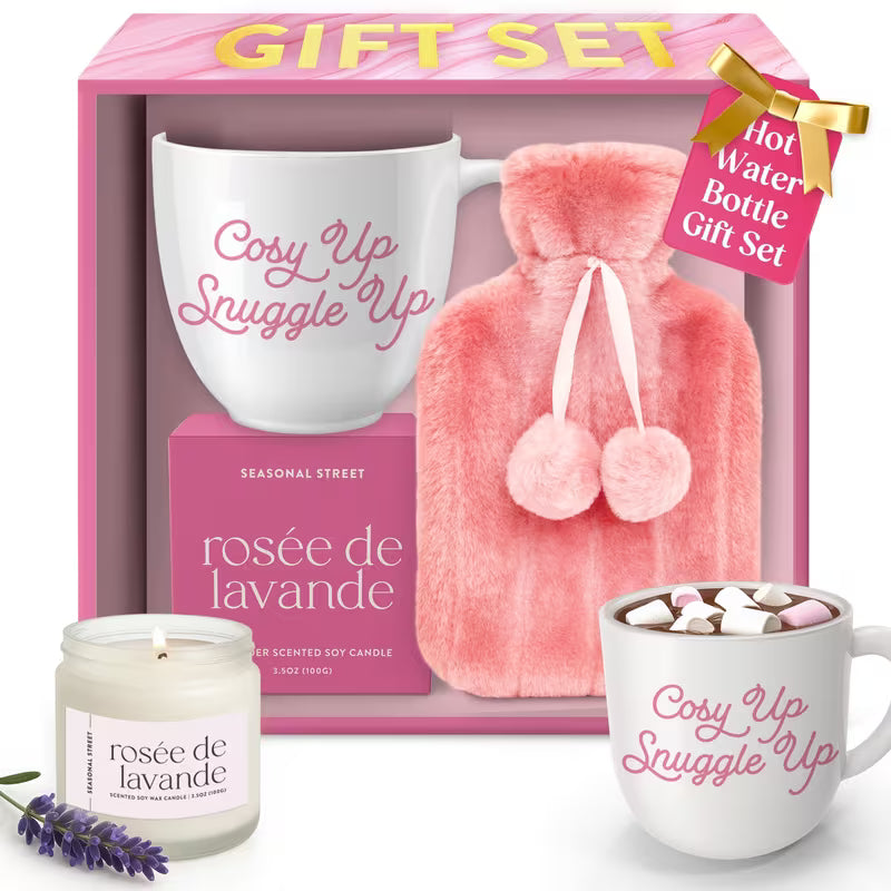 Birthday / Christmas Gift Set For Women, Mum, Her, Friend, Sister, Mothers Day Gifts, - Mug, 0.5L Hot Water Bottle, Scented Candle