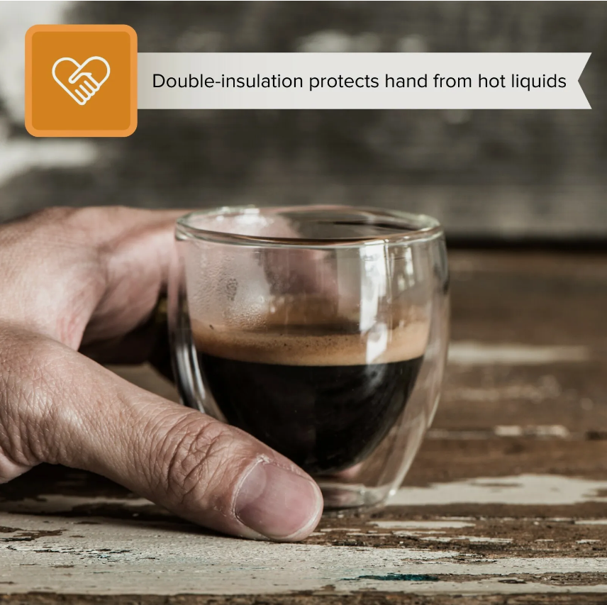 Double Wall Insulated Coffee Glass Cups 6pck for Espresso & Tea