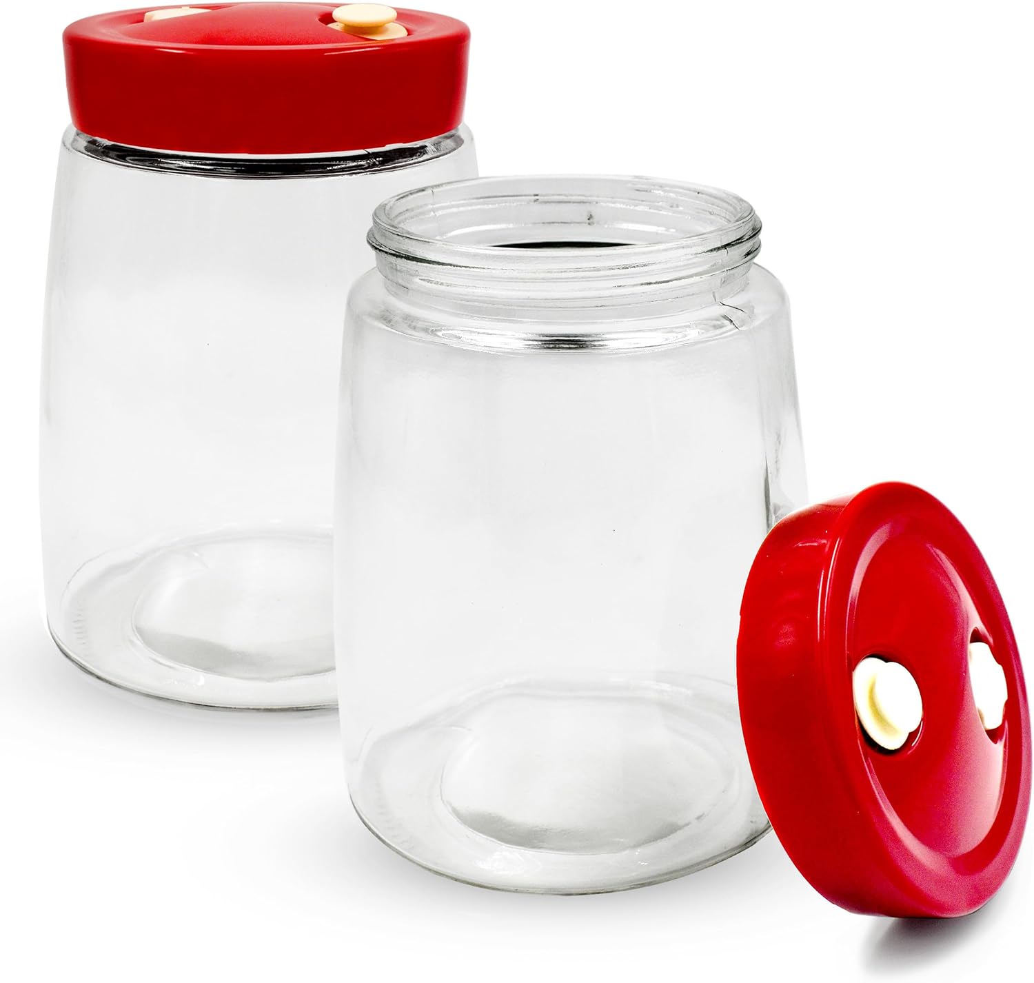 volila Fermenting Jars with Airlock System - (2 Pack) Easy-To-Use Fermentation Jars with 1 Way Air Release Vent for Pickling, Kefir, Sauerkraut, Kimchi, Kombucha and Sourdough Jar