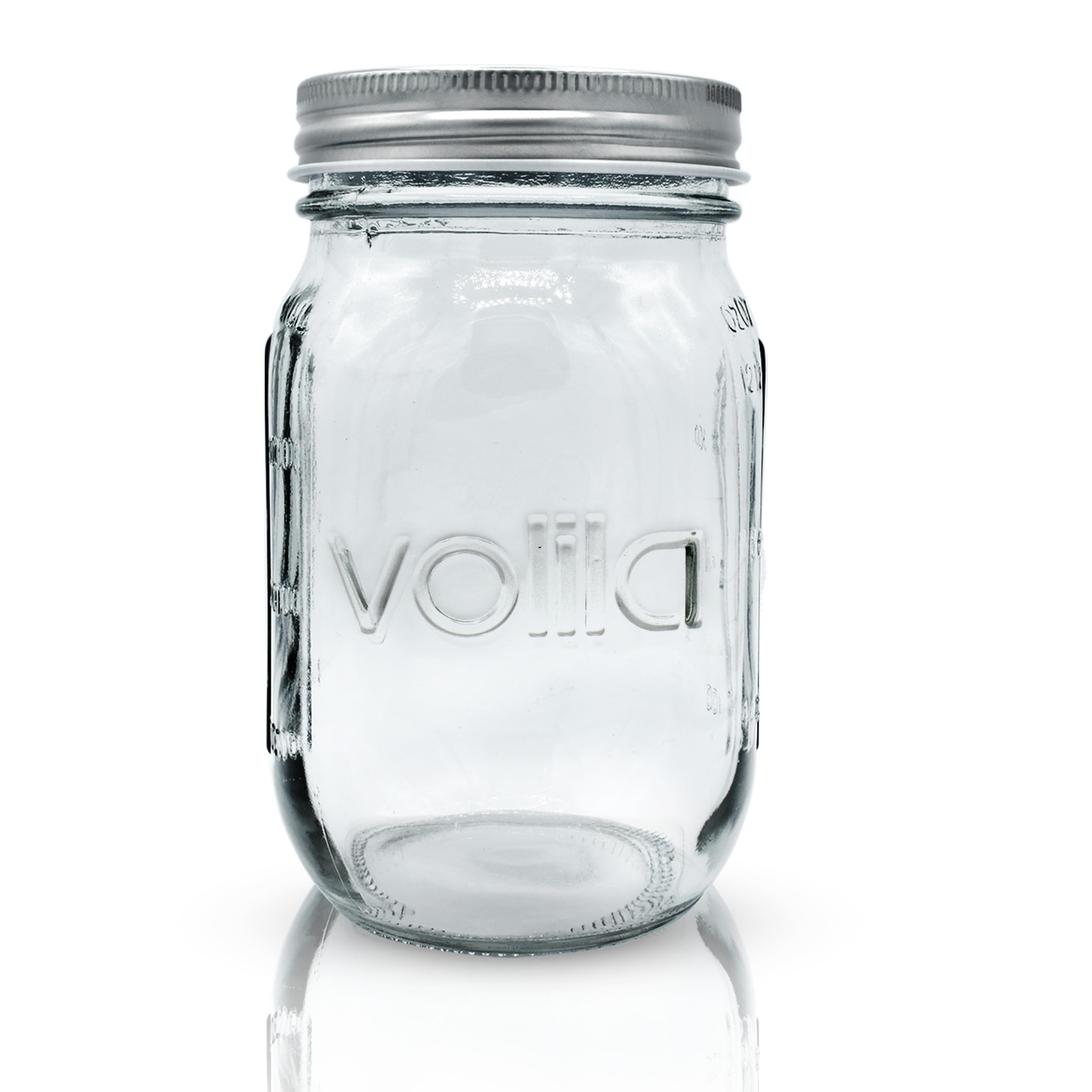 volila Mason Jar - Leakproof Mason Jars with Lids 500ml for Salad Jars, Overnight Oats Jar or Pickling Jars with Lids - 2-Part Mason Jar Lids, Labels, Pen and Sponge Included