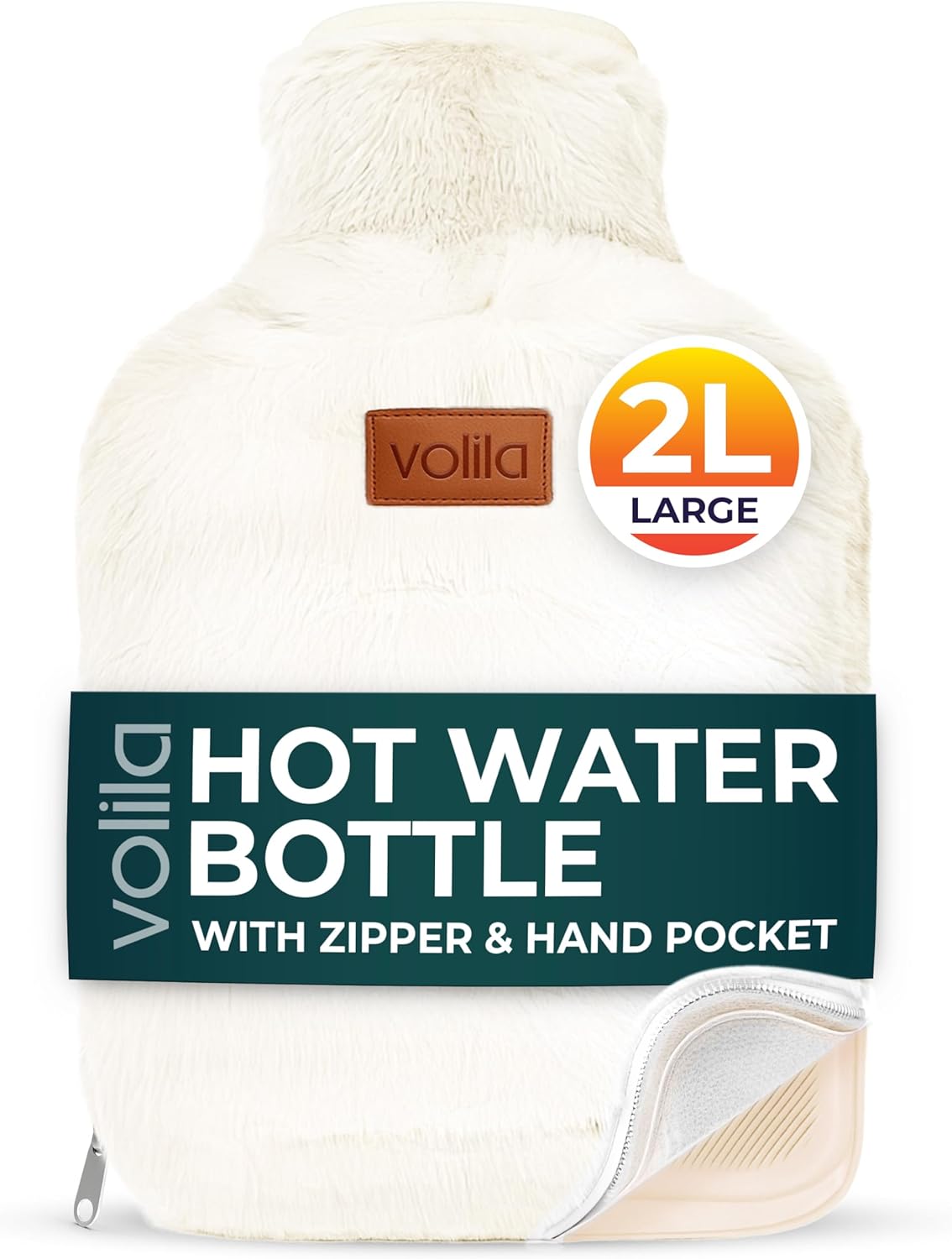 volila Hot Water Bottle - Soft Covered Hot Water Bottle, Hot Water Bag with Faux Fur Cover - Wonderful Gifts for Women Use Hot or Cold Water for Pain Relief