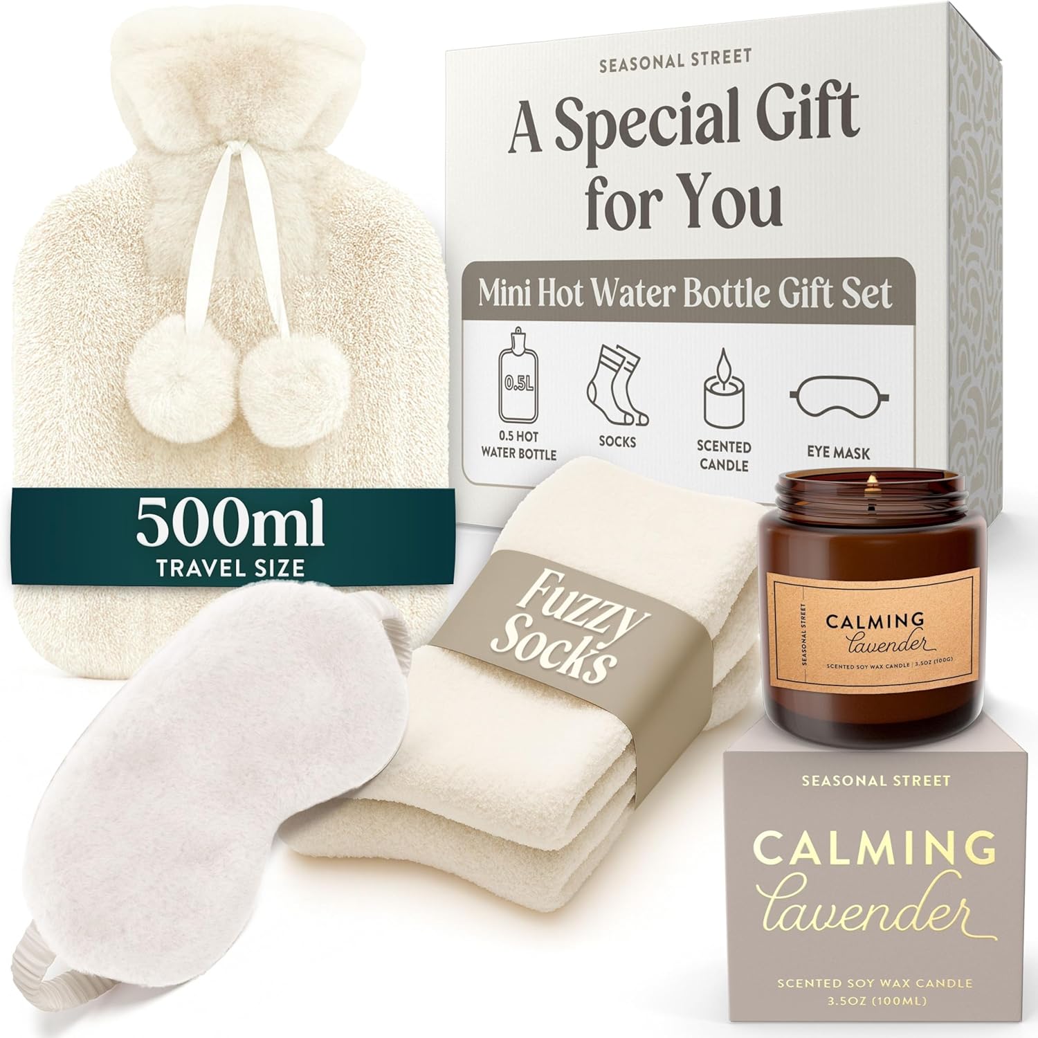 Hot Water Bottle Gift Set - Xmas Gifts for Women - Christmas Gifts for Her