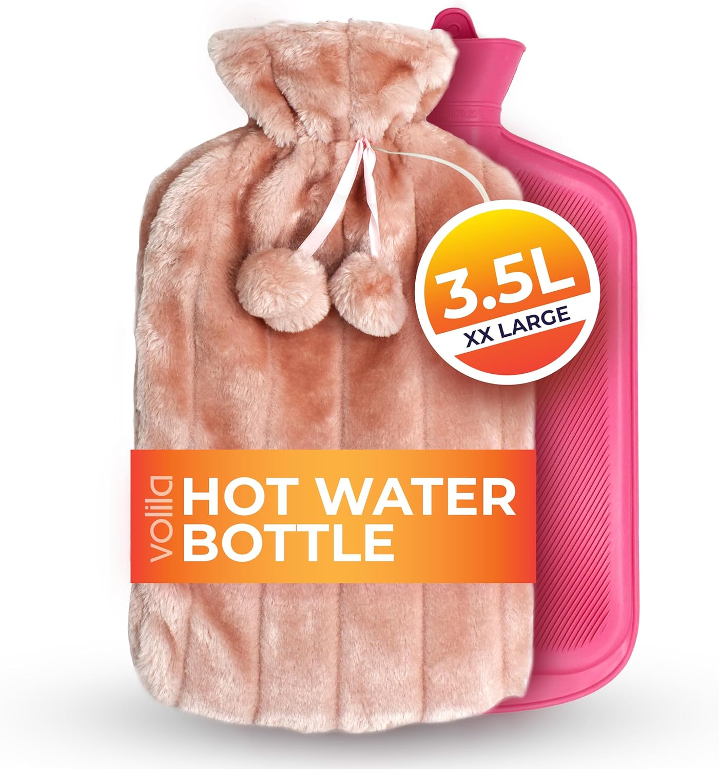 volila Hot Water Bottle - Soft Covered Hot Water Bottle, Hot Water Bag with Faux Fur Cover - Wonderful Gifts for Women Use Hot or Cold Water for Pain Relief