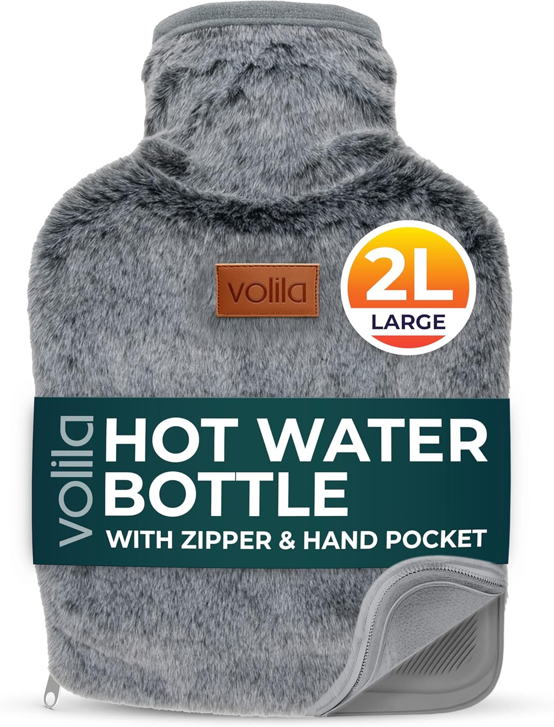 volila Hot Water Bottle - Soft Covered Hot Water Bottle, Hot Water Bag with Faux Fur Cover - Wonderful Gifts for Women Use Hot or Cold Water for Pain Relief