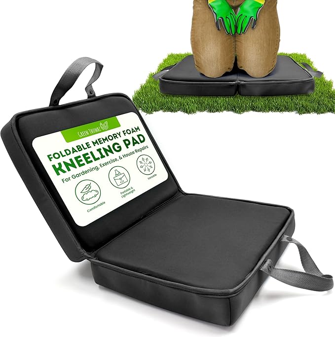 Kneeling Pad - 1 Pack Foldable Memory Foam Kneeling Pad with Carry Handle and Zipper - Portable Green Kneeling Cushion for Gardening, Exercise, and House Repairs