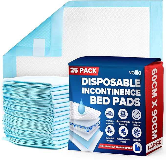 Incontinence Bed Pads - Triple Layer, Soft, Absorbent, Odor Control Incontinence Bed Sheets - Suitable for Elderly, Infants, and Post-Surgery Care