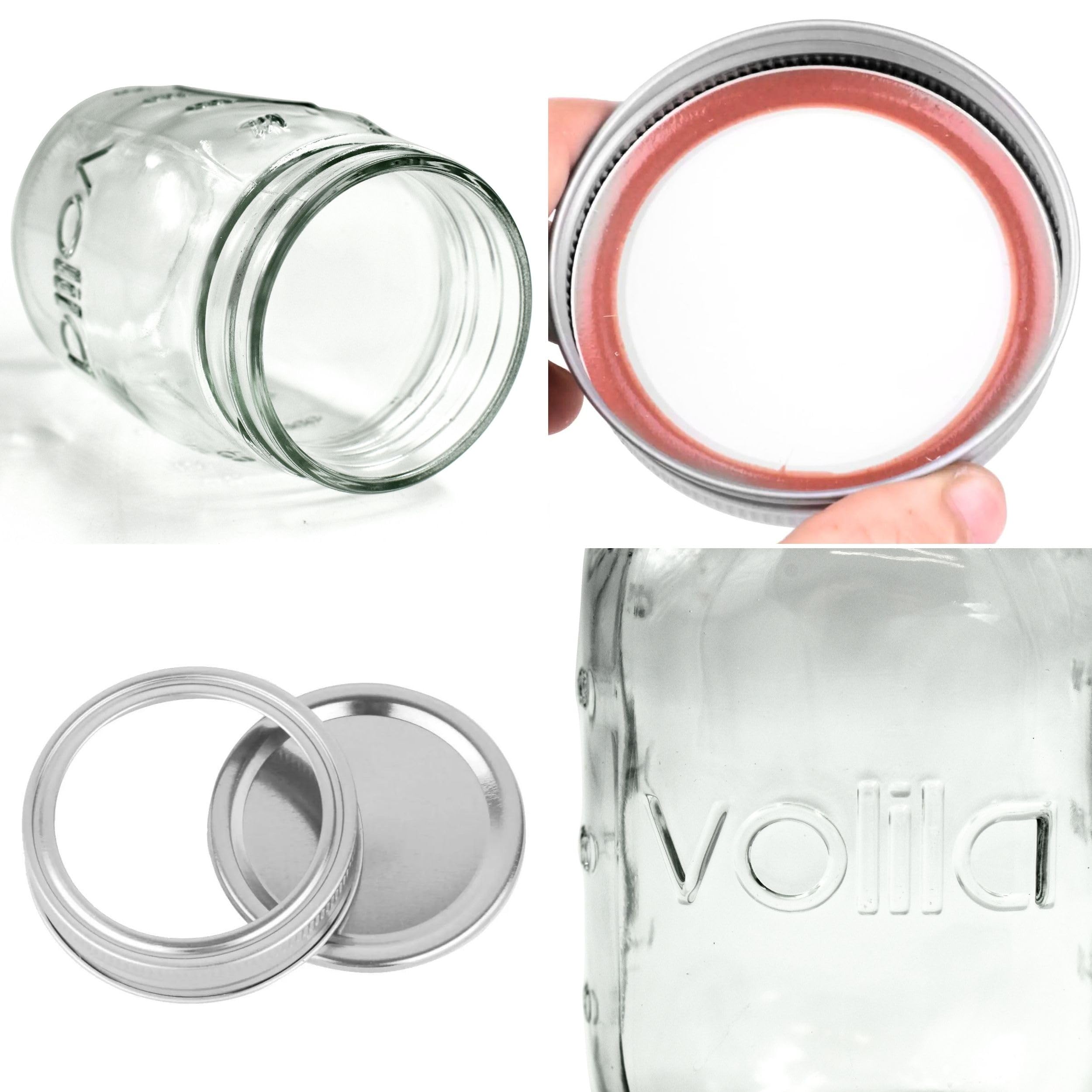 volila Mason Jar - Leakproof Mason Jars with Lids 500ml for Salad Jars, Overnight Oats Jar or Pickling Jars with Lids - 2-Part Mason Jar Lids, Labels, Pen and Sponge Included