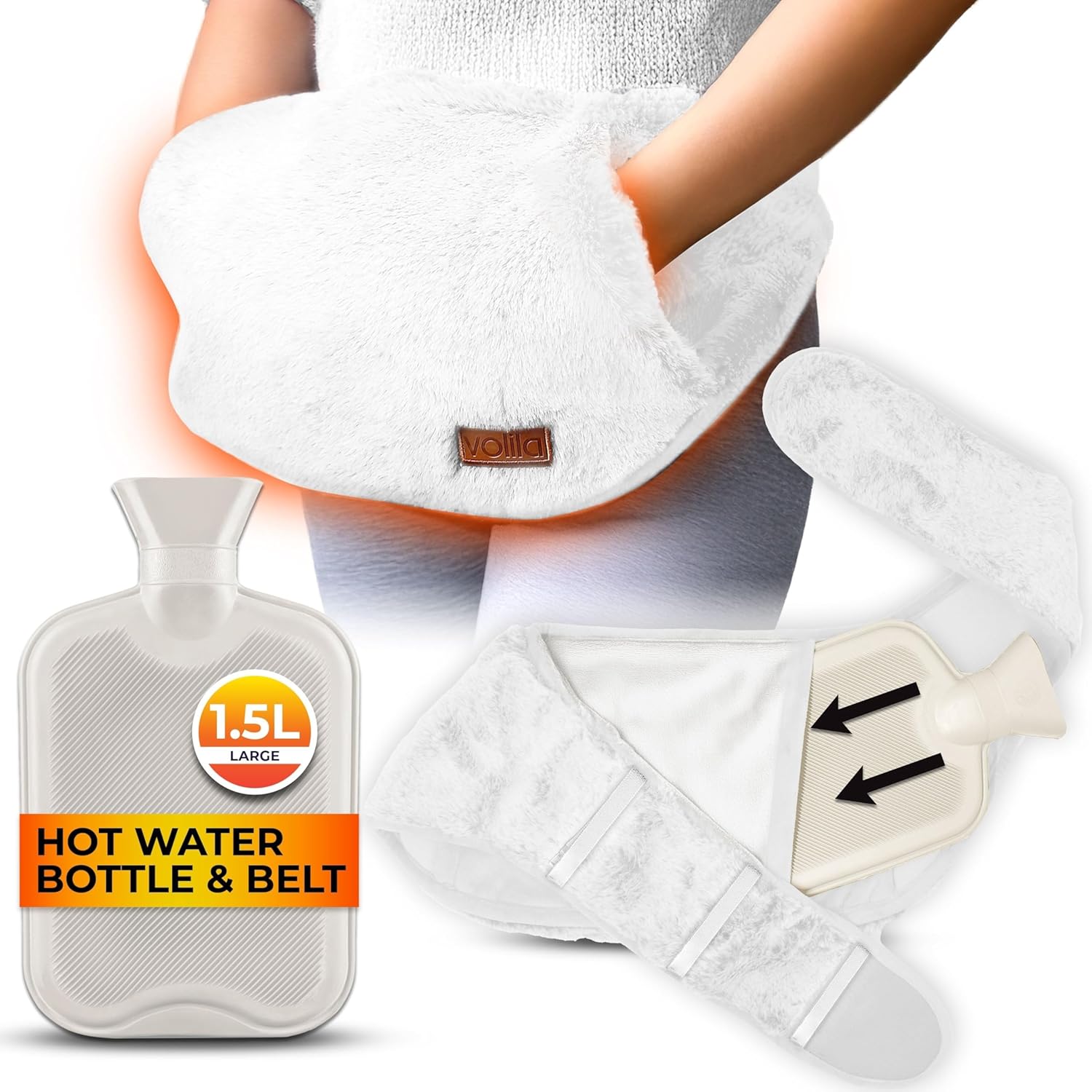 volila Hot Water Bottle - Soft Covered Hot Water Bottle, Hot Water Bag with Faux Fur Cover - Wonderful Gifts for Women Use Hot or Cold Water for Pain Relief