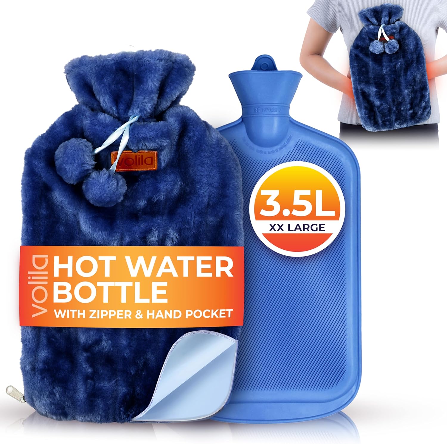 volila Hot Water Bottle - Soft Covered Hot Water Bottle, Hot Water Bag with Faux Fur Cover - Wonderful Gifts for Women Use Hot or Cold Water for Pain Relief