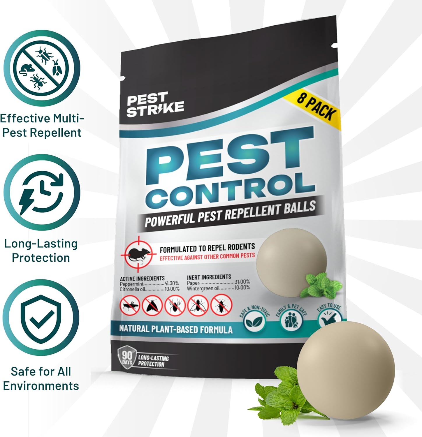 Rodent Repellent – Mice & Rat Deterrent for Indoor & Outdoor Use – Mouse Repellent for Home, RV, Garage, Car, Attic & Barns – Easy to Use, Mess-Free, Extended Protection (8 Pack)