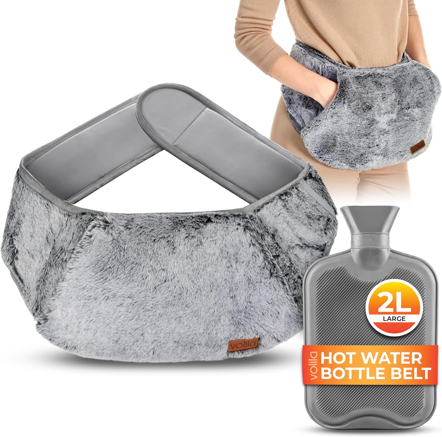 volila Hot Water Bottle - Soft Covered Hot Water Bottle, Hot Water Bag with Faux Fur Cover - Wonderful Gifts for Women Use Hot or Cold Water for Pain Relief