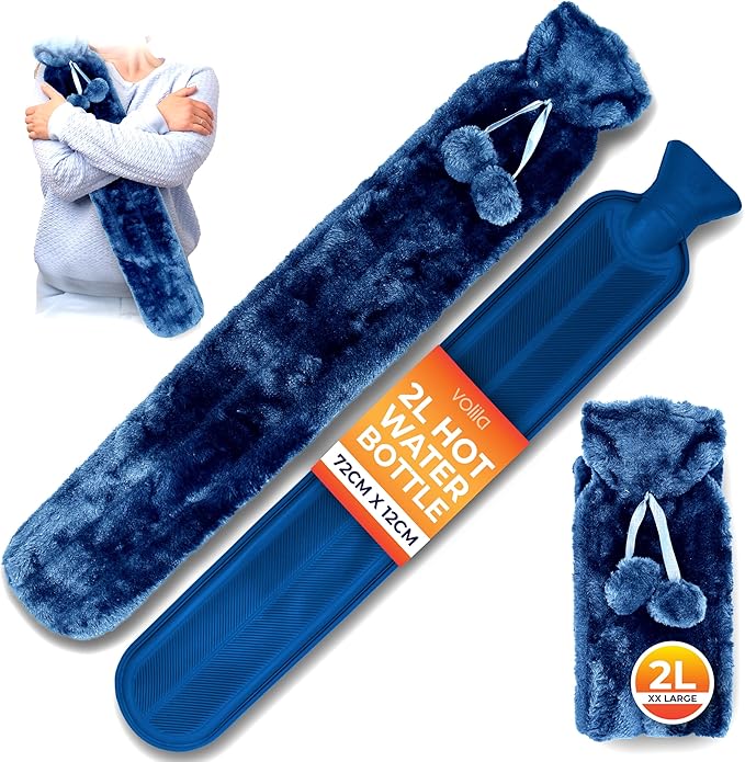 volila Hot Water Bottle - Soft Covered Hot Water Bottle, Hot Water Bag with Faux Fur Cover - Wonderful Gifts for Women Use Hot or Cold Water for Pain Relief