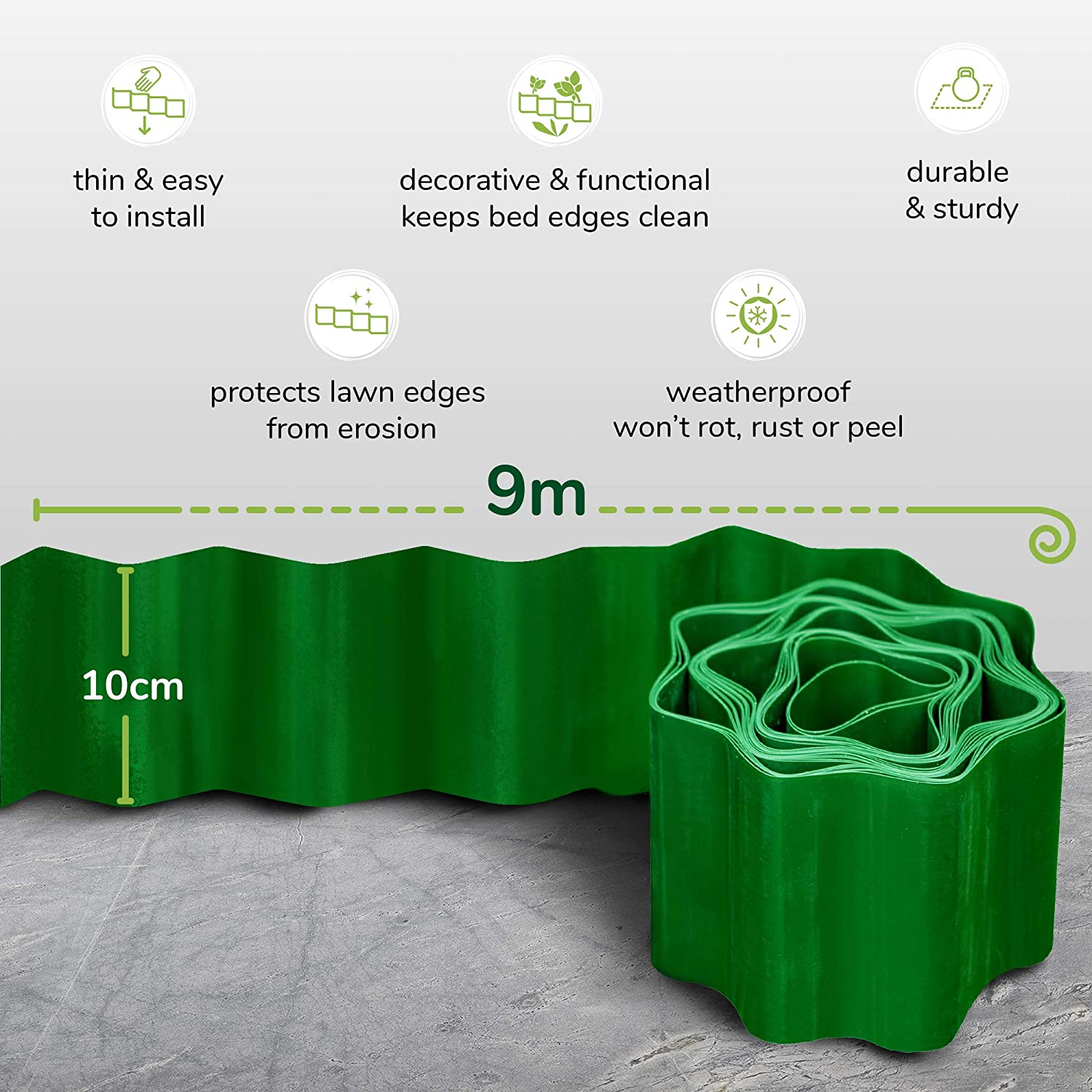 Green Plastic Garden Lawn Edging Fence