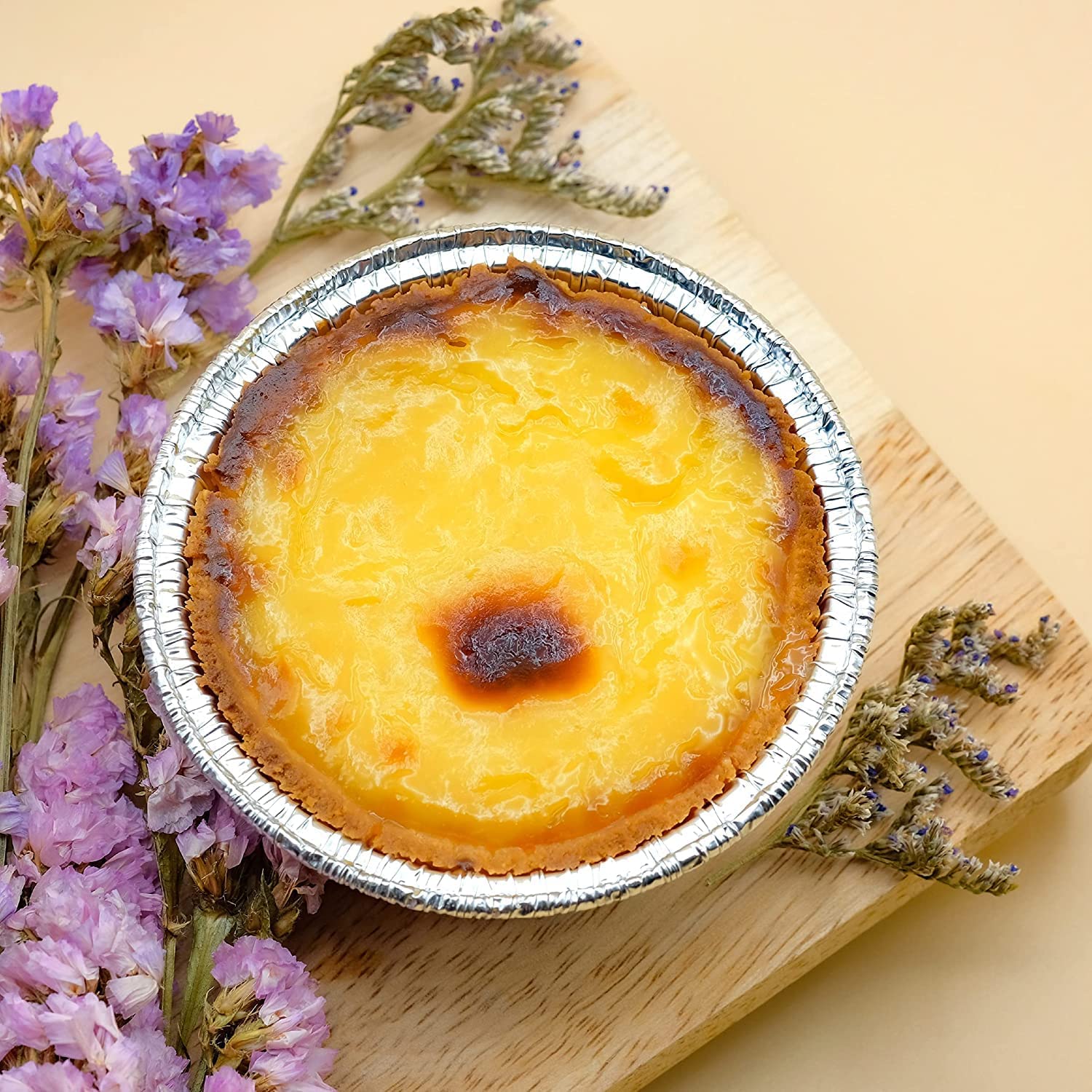 Foil Pie Lifestyle Image Brown Background