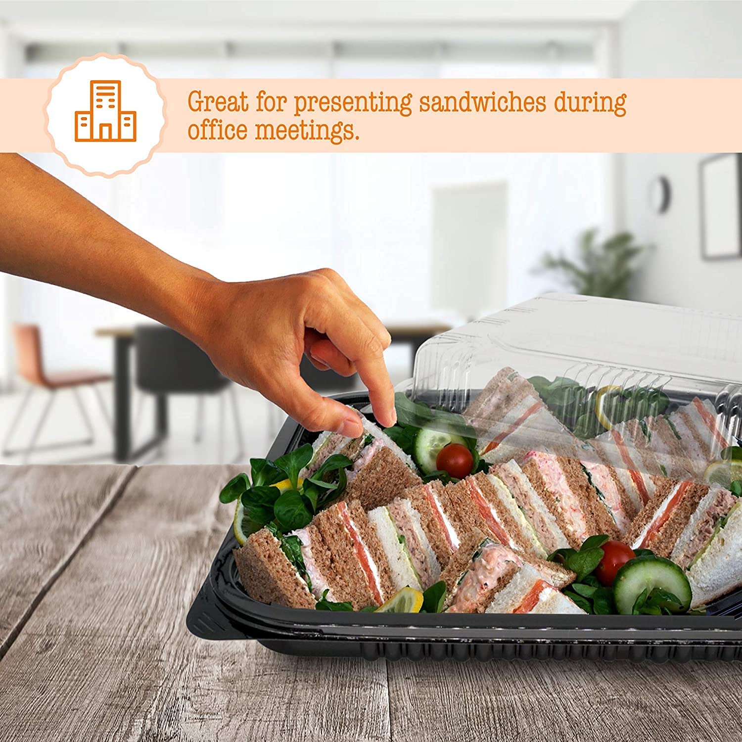 Sandwich Trays Lifestyle Image with Actual Sandwich