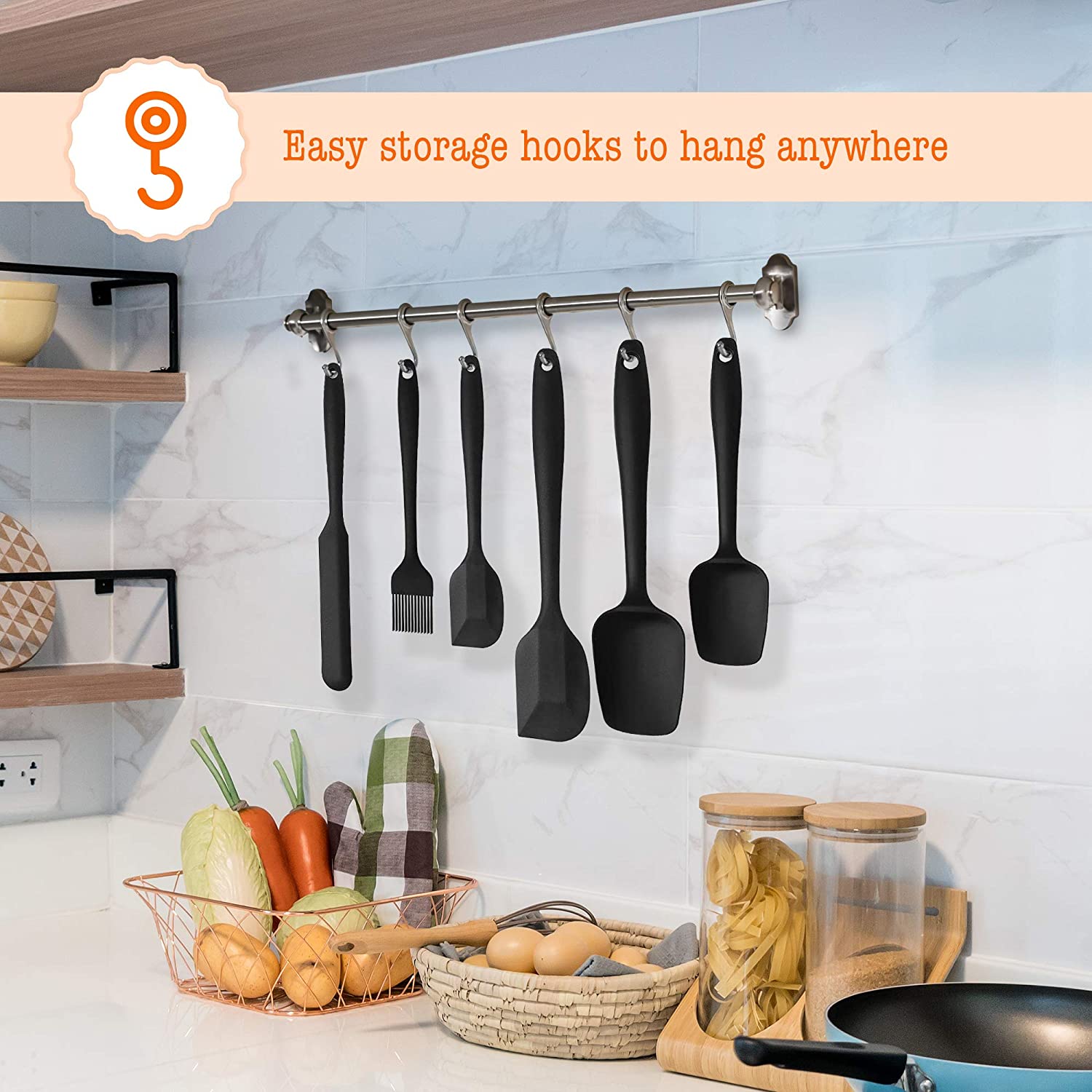 Silicone Spatula Black Lifestyle Image Kitchen Background