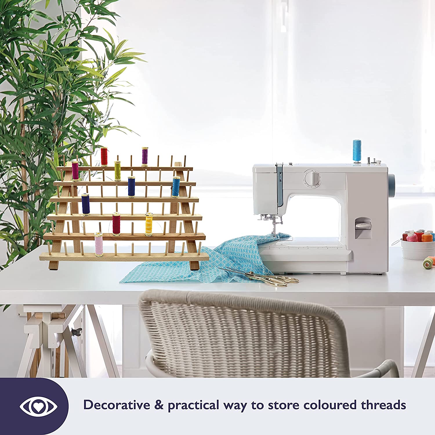 Spools Wooden with Sewing Machine